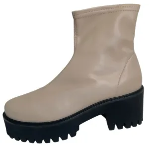 FRAME Denim Womens Le Croyden Platform Boot Nude Leather Sock Boots Sz 39 US 8.5