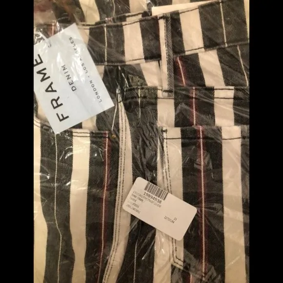 FRAME Le Sylvie Band Stripe Straight Leg Jeans 23&quot;