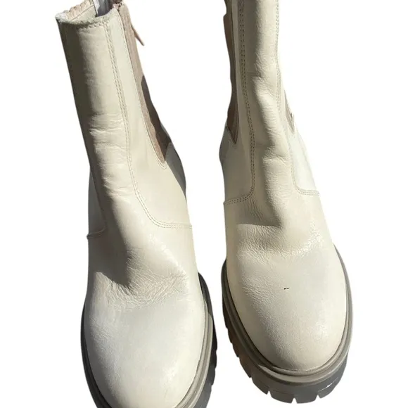 Free People Cream Ankle Boots