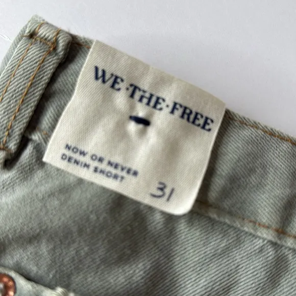Free People Now or Never Denim Shorts Sage Green Size 31
