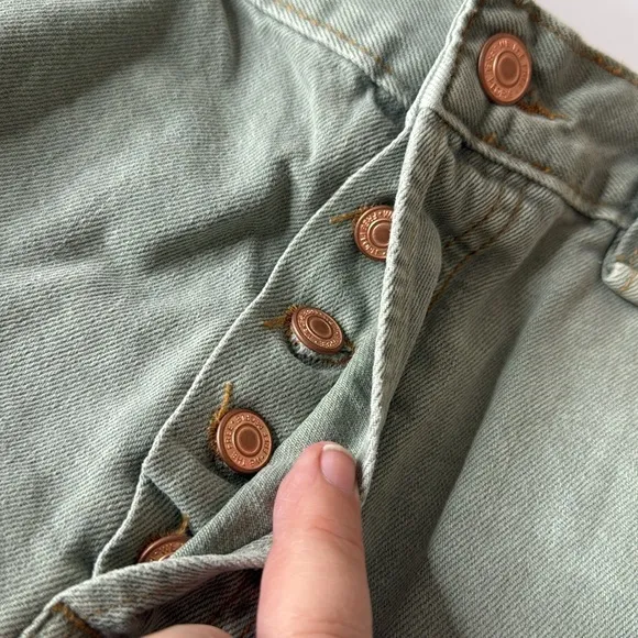 Free People Now or Never Denim Shorts Sage Green Size 31