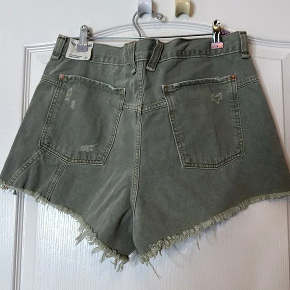 Free People Now or Never Denim Shorts Sage Green Size 31