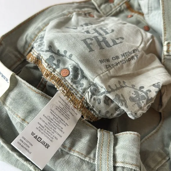 Free People Now or Never Denim Shorts Sage Green Size 31