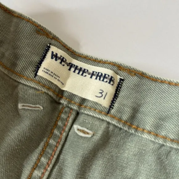 Free People Now or Never Denim Shorts Sage Green Size 31