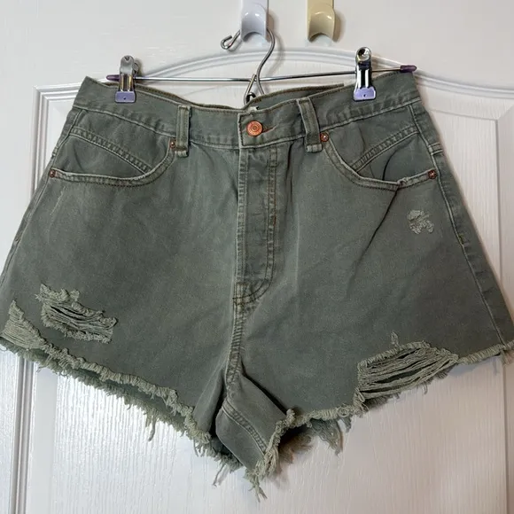 Free People Now or Never Denim Shorts Sage Green Size 31