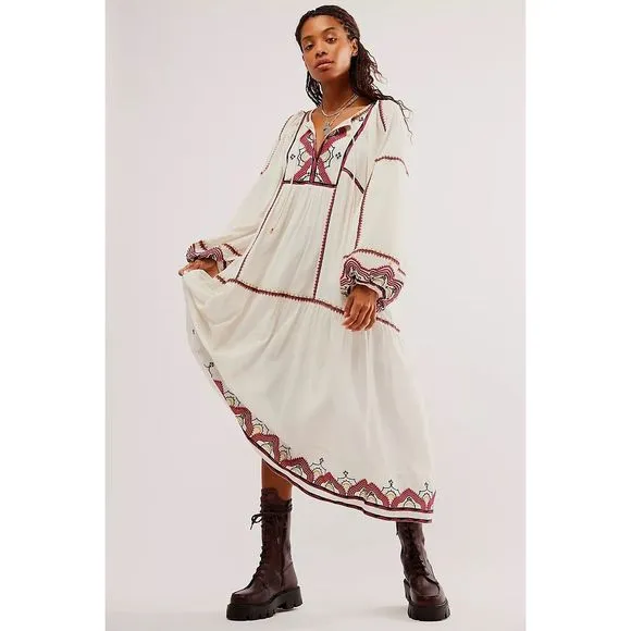 Free People Sweet Escape Embroidered Midi Dress Size S. B23