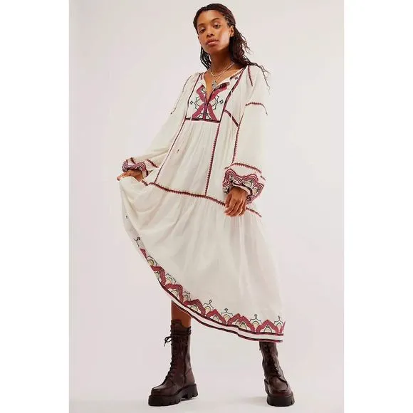 Free People Sweet Escape Embroidered Midi Dress
