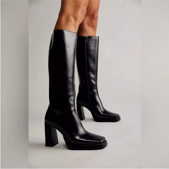 Free People Taysha Tall Boots Black Leather US 8