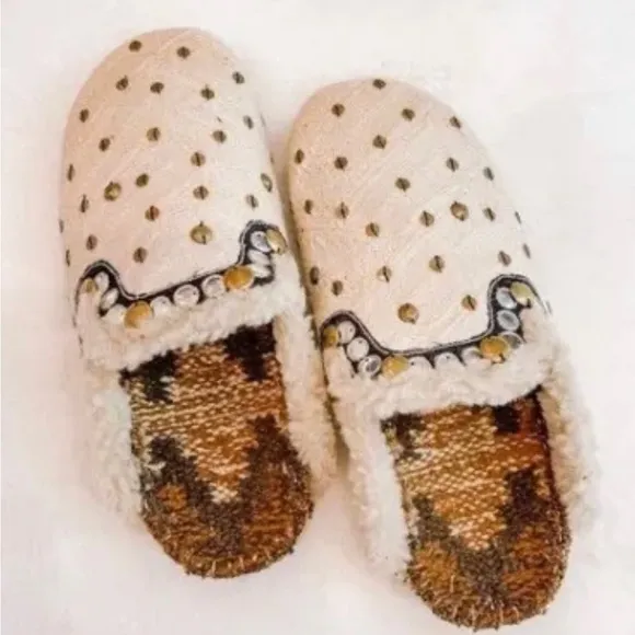 Free People Textile Damon Cozy Mules Size 36. Sh3