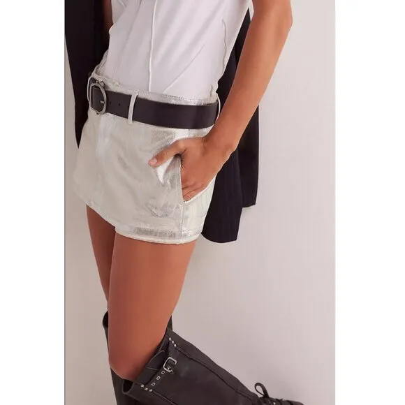 Free People We The Free Gallivanting Metallic Peekaboo Skort Sz 29