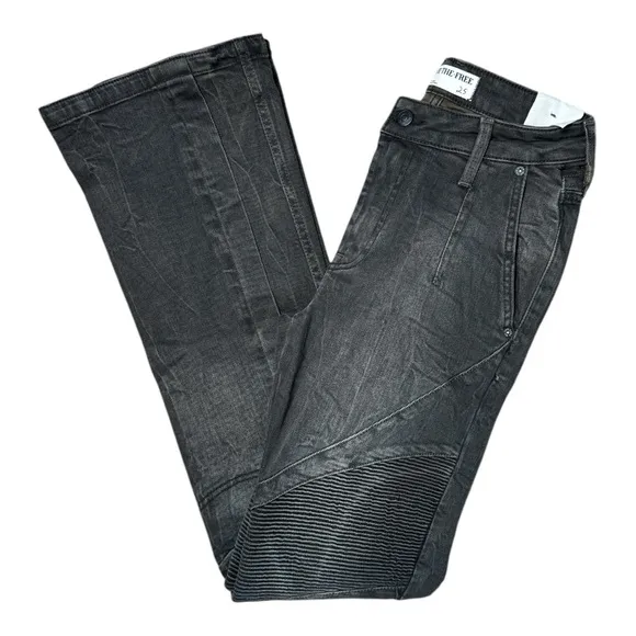 FREE PEOPLE WE THE FREE VECTOR MOTO MID RISE FLARE WASHED BLACK JEANS **NWT**