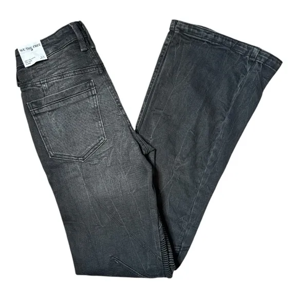 FREE PEOPLE WE THE FREE VECTOR MOTO MID RISE FLARE WASHED BLACK JEANS **NWT**