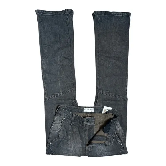 FREE PEOPLE WE THE FREE VECTOR MOTO MID RISE FLARE WASHED BLACK JEANS **NWT**