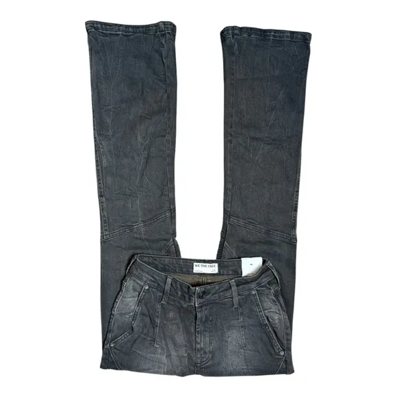 FREE PEOPLE WE THE FREE VECTOR MOTO MID RISE FLARE WASHED BLACK JEANS **NWT**