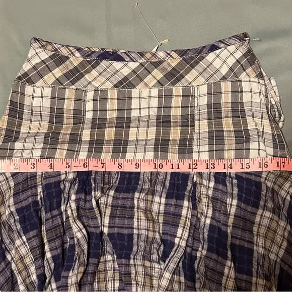 FREE PEOPLE Whitestone Plaid Midi Skirt in Blue Combo NWOT size 0