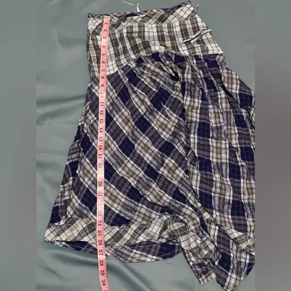 FREE PEOPLE Whitestone Plaid Midi Skirt in Blue Combo NWOT size 0
