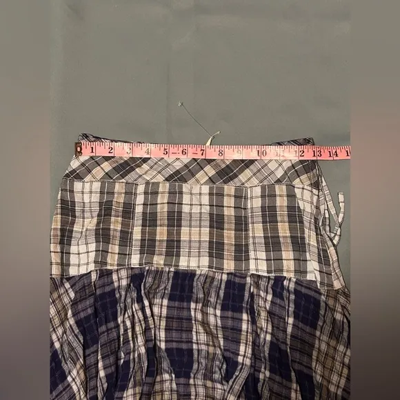 FREE PEOPLE Whitestone Plaid Midi Skirt in Blue Combo NWOT size 0