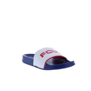 FRENCH CONNECTION Mens White Logo Kadon Round Toe Slip On Slide Sandals Shoes 11