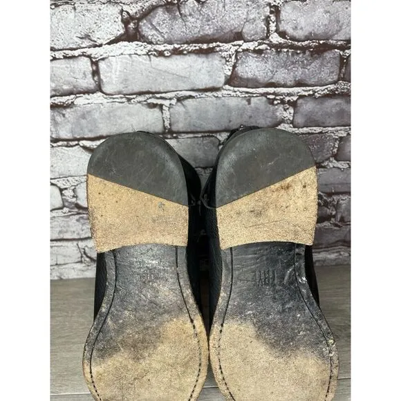 Frye Black Leather Harness Moto Biker Back Zip Mexico Boots Men’s Sz 11D US/44EU