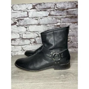 Frye Black Leather Harness Moto Biker Back Zip Mexico Boots Men’s Sz 11D US/44EU