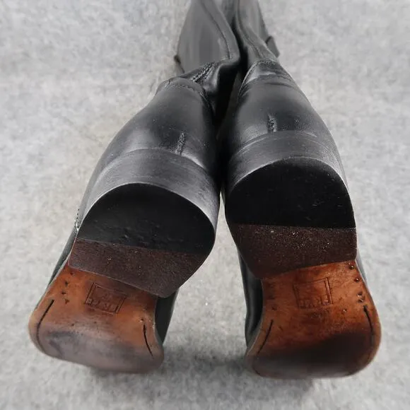 Frye Boots Womens 8 Melissa Button Tall Black Leather Riding Fashion Pull On
