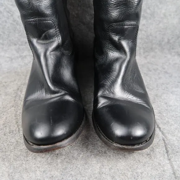 Frye Boots Womens 8 Melissa Button Tall Black Leather Riding Fashion Pull On