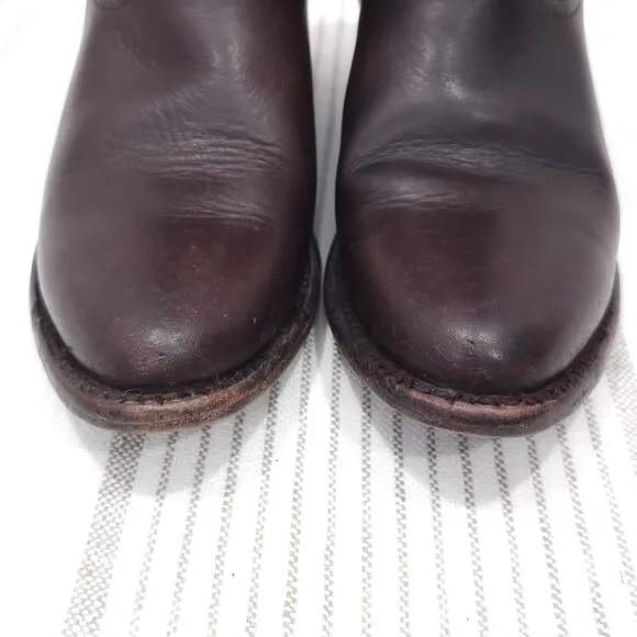 FRYE Boots Wyatt Overlay Short Womens 5.5 Dark Brown Cowboy Western Festival