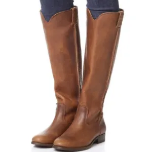 FRYE Cara Tall Leather Boot Size 6 Cognac Equestrian Knee High