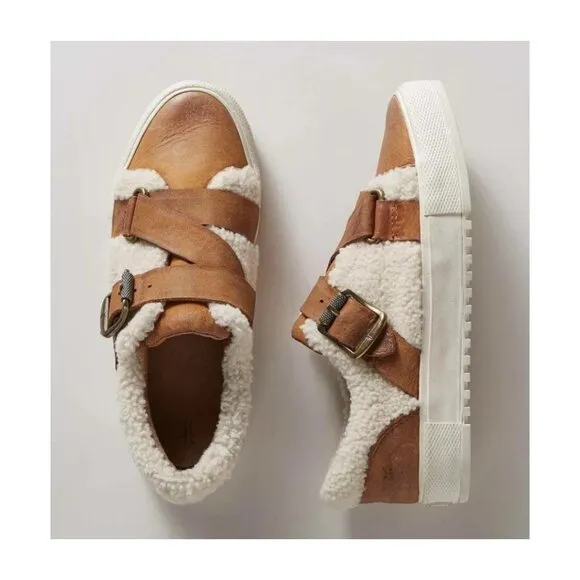 Frye Leather Shearling Gia Moto Low Shoes size 9