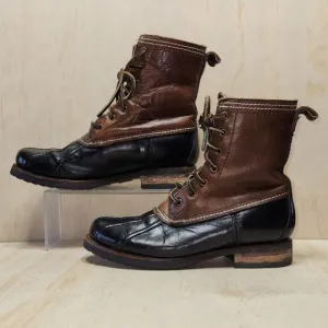 Frye Veronica Brown Black Duck Boots Leather Shearling Mid Calf Women 7.5