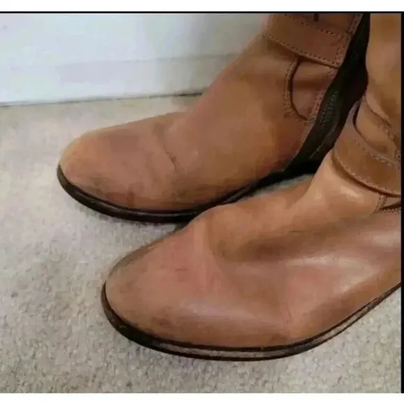 Frye vintage tan leather women's Tall Stretch boots made in Mexico sz 6
