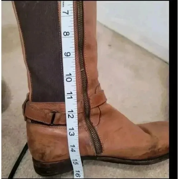 Frye vintage tan leather women's Tall Stretch boots made in Mexico sz 6
