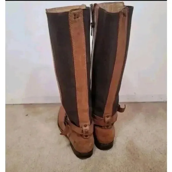 Frye vintage tan leather women's Tall Stretch boots made in Mexico sz 6