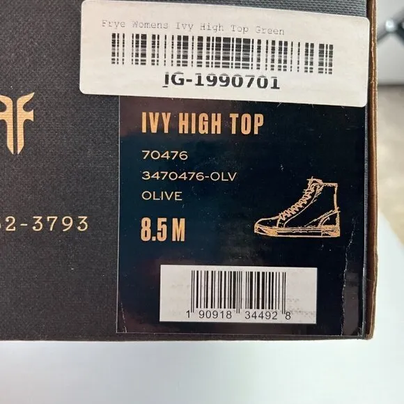 Frye Women's Ivy High Top Sneaker Shoes Size 8.5 M Olive Green