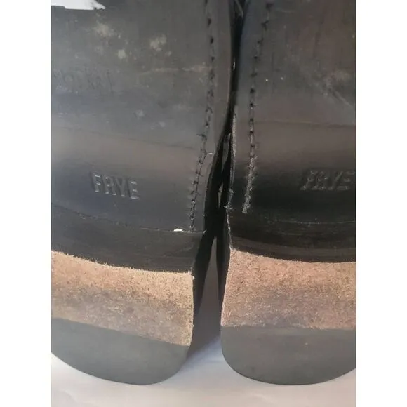 Frye Vicky Engineer Women's Black Leather Double Buckle Zip Moto Boots Size 8.5