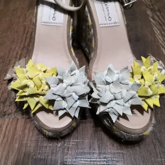 Gaimo Cessy Leather Espadrille Floral Wedge Sandals Ankle Strap EU36/US5.5-6