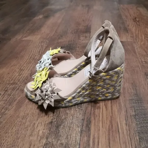 Gaimo Cessy Leather Espadrille Floral Wedge Sandals Ankle Strap EU36/US5.5-6