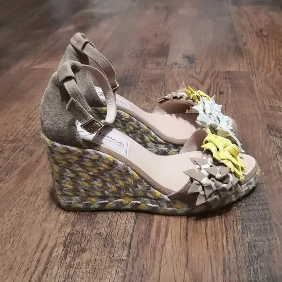 Gaimo Cessy Leather Espadrille Floral Wedge Sandals Ankle Strap EU36/US5.5-6