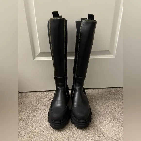 Ganni Black Chunky Platform Winter Boots
