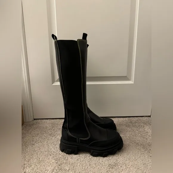 Ganni Black Chunky Platform Winter Boots