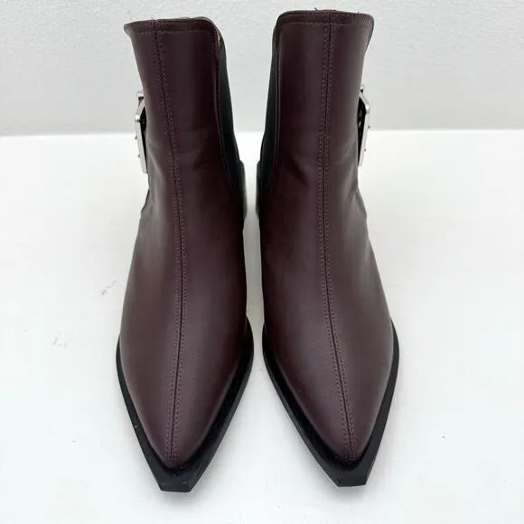 Ganni Brown Feminine Buckle Ankle Boots Women's 40 NWOB