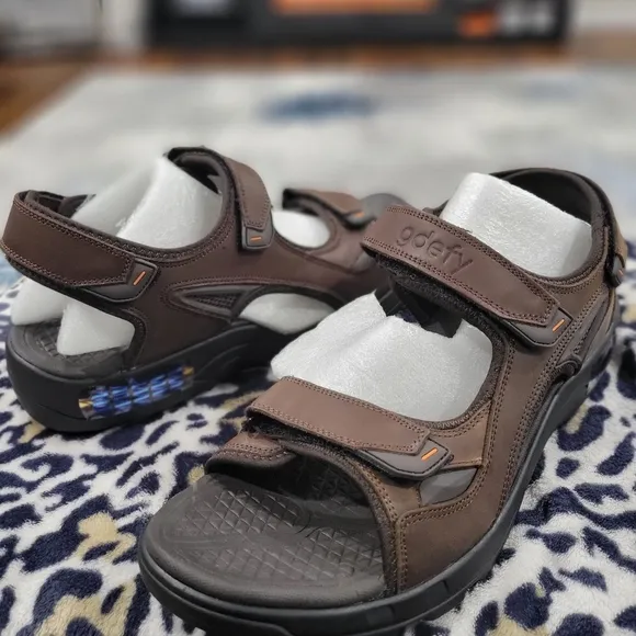 GDEFY Gravity Defyer Outpost Genuine Leather Men Sandals- Brown Size 15 TB8161DB
