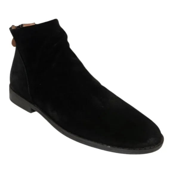 Gentle Souls Emma Back Zip Black Suede Comfort Ankle Boots Size 8M