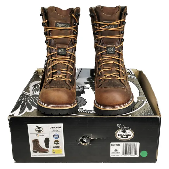 Georgia Boot LTX Men's Size 8.5M Brown Logger Waterproof 9&quot; Work Boots GB00616