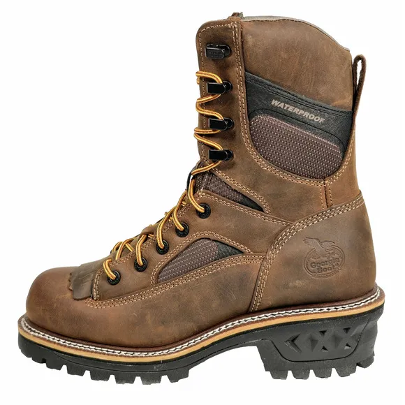Georgia Boot LTX Men's Size 8.5M Brown Logger Waterproof 9&quot; Work Boots GB00616