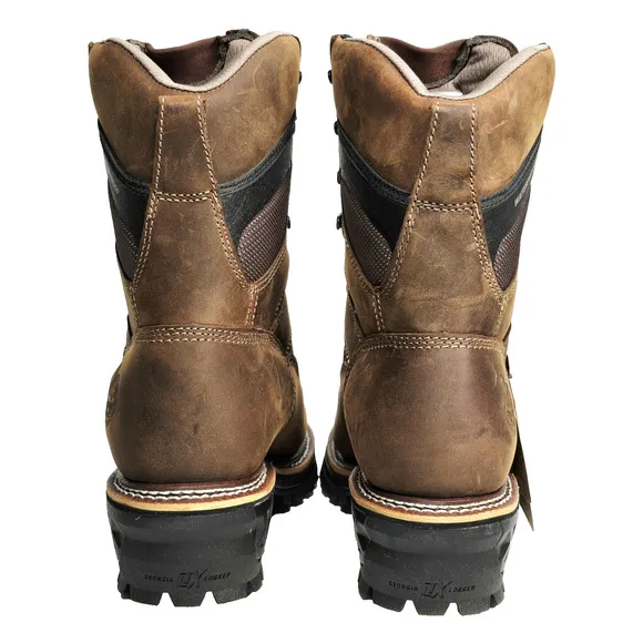 Georgia Boot LTX Men's Size 8.5M Brown Logger Waterproof 9&quot; Work Boots GB00616