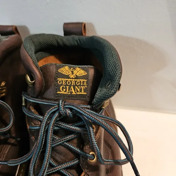 Georgia Giant Brown Leather Steel-Toe 6in. Work Boots Men's Size 12M