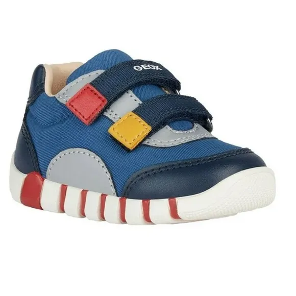 Geox Lepidoo Blue and Red Sneakers Aesthetic Sporty Design-Size 8