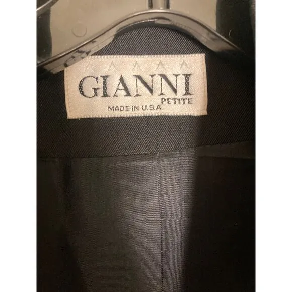 Gianni Black Double-Breasted Wool Blend Blazer Sz 6 Petite ~ Polished Perfection