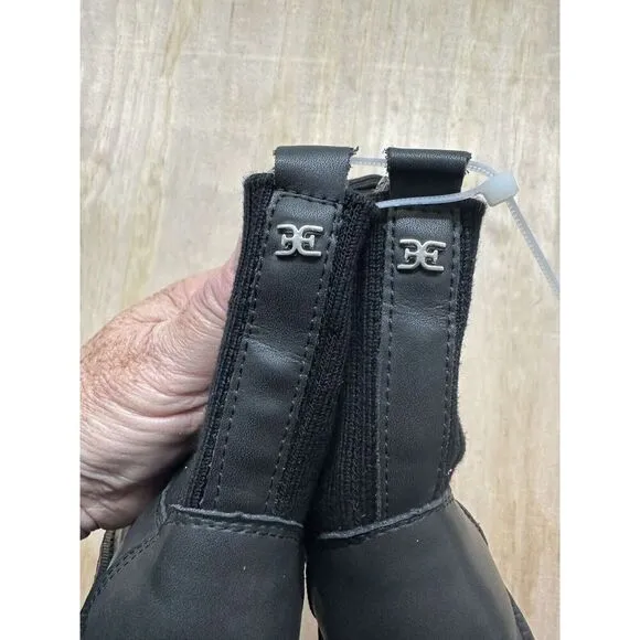 Girls Combat Boots Sam Edelman Sz 12 Black Leather Chunky Heel Lace Up Comfort